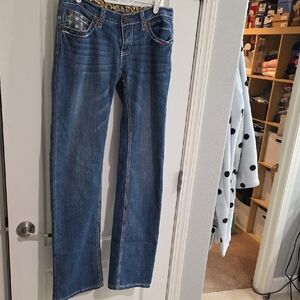 Adiktd Women's Blue Straight-Leg Jeans with Star Accent